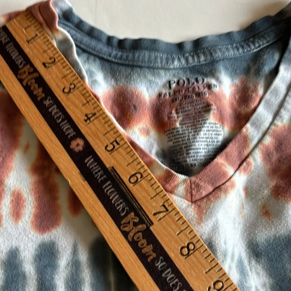 Polo V neck Tie Dye T Shirt 2XL MENS V NECK RED WHITE AND BLUE TUE DYE T